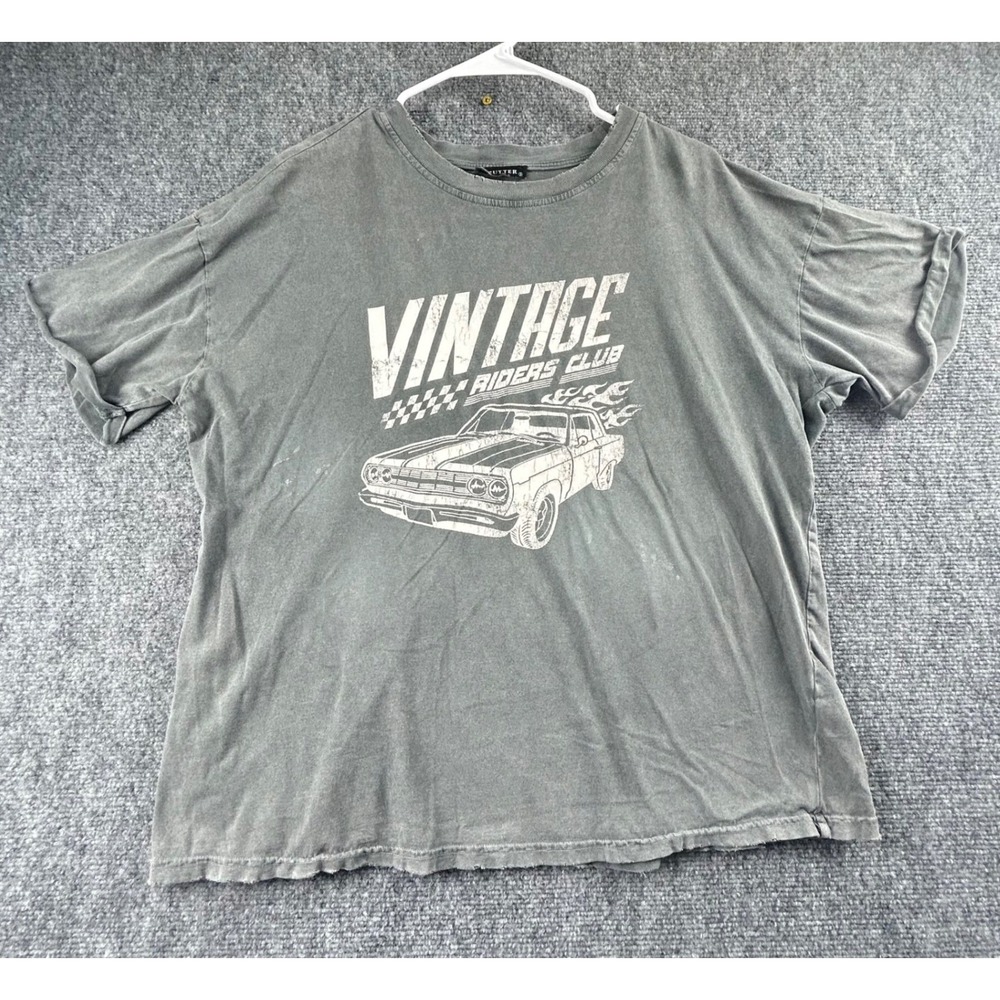 Zutter USA Vintage Riders Club Graphic Tee Charcoal Grey French Terry Small